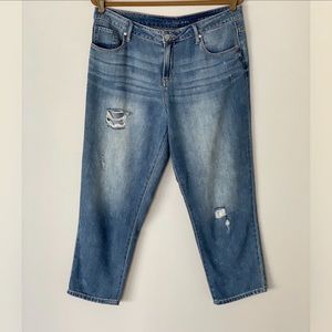 Calvin Klein Distressed Cropped Boyfriend Jeans